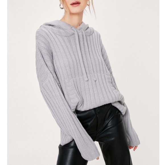 Nasty Gal Wide Ribbed Knitted Hooded Jumper - Picture 2 of 8